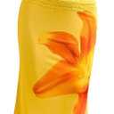 SOLY HUX Women's 2 Piece Outfit Floral Mesh Ruched One Shoulder Crop Tank Top and Bodycon Maxi Skirt Set Multicoloured Floral Large