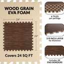 Foam Floor Tiles - 24sqft Wood Grain Interlocking Foam Tiles with Border - Soft Play Mat Playroom or Gym Flooring for Home Gym by Stalwart (Dark)