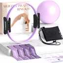 Pilates Ring Kit for Women, Pilates Equipment  14.5" Home Magic Circle Workout with Pilates Ball, Resistance Bands, Better me Pilates Essentials Starter Set for Beginners Toning Shape Full Body (10pcs-Purple)