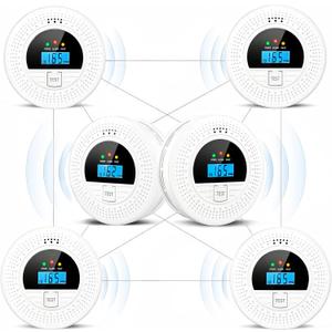 6-Pack Interconnected Smoke and Carbon Monoxide Detector, Battery Operated, Silence/Test Button, Smoke & CO Alarm for Any Room