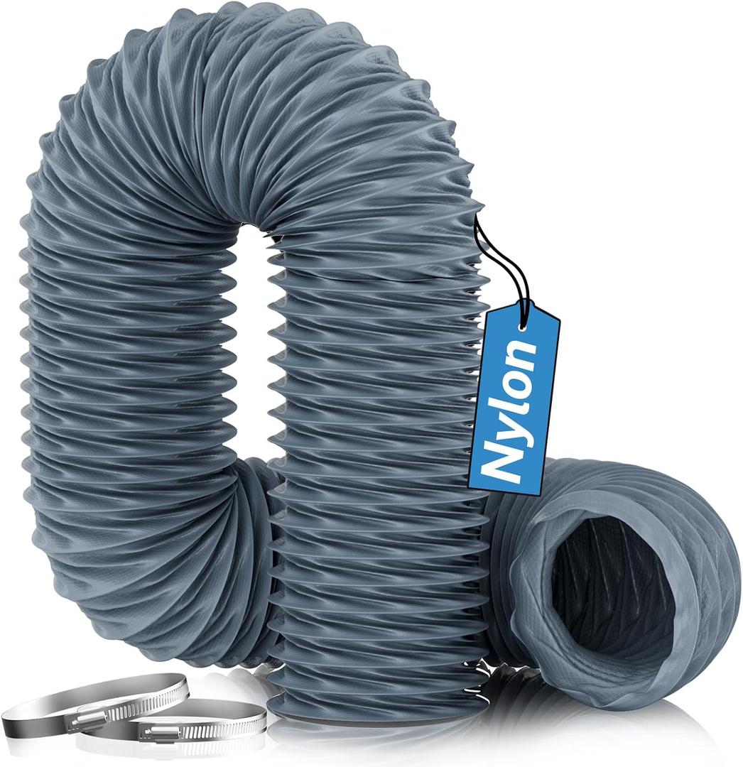 Hon&Guan Diesel Heater Ducting 3" x 8FT, Nylon Flexible Duct Hose, Heavy Duty Hose for Diesel Heater, 3D Printer, Laser Machine, Dryer Vent, RV, Boat Blower, Grey