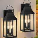 tewei 2-Pack Outdoor Wall Lights, 20'' Porch Light Outdoor Wall Sconce Lantern, Modern Black Exterior Lighting Fixture Wall Mount, Outside Light for House Garage