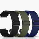 DaQin 3 Pack Nylon Watch Bands Compatible with  22mm Quick Release Watch Band, Adjustable Soft Stretchy Solo Loop Strap Elastic Braided Relacement Wristband for Men Women