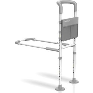 Agrish Bed Rails for Elderly Adults Safety, Bed Rails for Seniors Supports 350lbs with Motion Lights & Storage Pouch, Adjustable Bed Cane with Non-Slip Grip, Stable Bed Assist Rails for Seniors