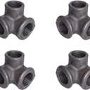 GeilSpace 3-Way, Malleable Iron Pipe Fittings - Vintage DIY Industrial Shelving, Industrial Decor, Furniture DIY (1/2", Grey) (0.5 Inch, Gray)