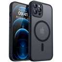 CANSHN Magnetic Compatible with iPhone 12 Pro Max Case, Upgraded [Full Camera Protection] [Compatible with Magsafe] [Translucent Matte] Shockproof Protective Phone Cover 6.7 Inch - Black