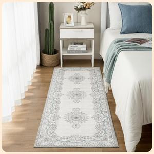 Istana Hallway Runner Rug 2x8  Pink Beige Whisper/Grey/Blue Entryway Rug -Silk's Soft Touch Runners for Hallways - Stylish Kitchen Runner Rug Non Slip