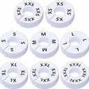 40 Pack Round White Plastic Clothing Size Closet Rack Dividers Hangers, Preprinted in 8 Sizes XXS, XS, S, M, L, XL, XXL, XXXL (Outer 3.5, Inner Diameter 1.38)