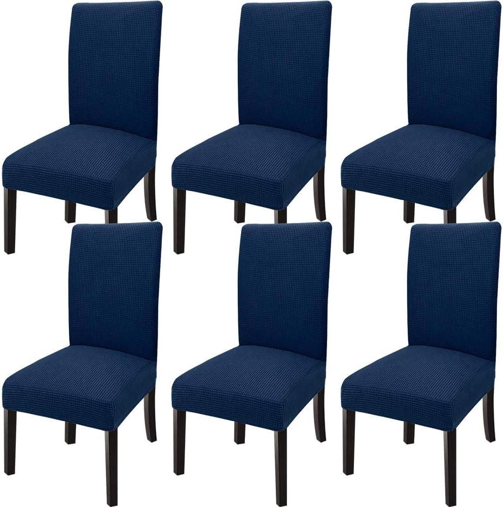 GoodtoU Chair Covers for Dining Room 6 Pack, Stretch Parson/Dining Chair Slipcover Removable Washable Chair Protector for Home/Restaurant/Banquet, Forros para Sillas de Comedor(Navy Blue, Set of 6)