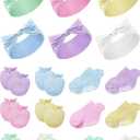 Geyoga 18 Pieces Baby Headband Newborn Socks and Mittens Sets Elastic Baby Essentials Boys Girls 0-6 Months (White, Dark Pink, Beige, Purple, Mint Green, Blue)