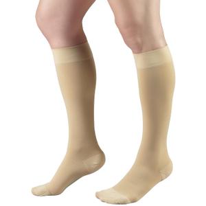 Truform Short Length 20-30 mmHg Compression Stockings for Men and Women, Reduced Length, Closed Toe, Beige, Small (Small (1 Pair))