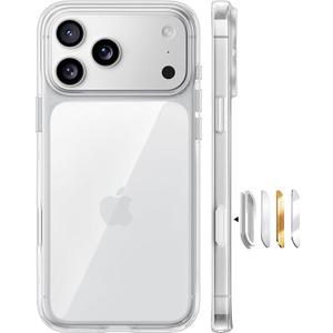 TORRAS Shockproof for iPhone 17 Pro Max Case with Camera Control Button, [12FT Military Grade Drop Protection] Soft Touch & Transparent Slim 17 Pro Max Case with DIY Buttons, Crystal Clear