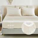 Litanika Beige Bed in a Bag Full - 7 Pieces Full Size Comforter Sets Bedding Comforter Sets, Solid Fluffy Bed Set with Comforter, Sheets, Pillowcases & Shams