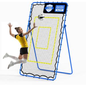 7x4 FT Volleyball Rebounder Net – Adjustable Solo Training Equipment for Backyard, Beach & Outdoor, Heavy-Duty 45-Layer Net with 5 Angles, 4 Ground Stakes & Accuracy Target Belt