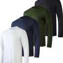 Real Essentials 4 Pack: Mens Long Sleeve Dry Fit T Shirts Hiking Fishing Workout Gym Work Sun UPF 50 Wicking Running Tee (Medium)