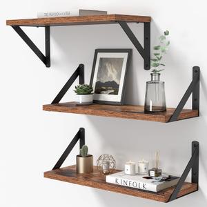 Floating Shelves for Wall, Set of 8 16"×4.5", Rustic Brown