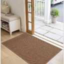 Color&Geometry Ultra Thin Indoor Door Mat 24"x36", Machine Washable Front Door Mat Non Slip, Low Profile Entrance Mat Indoor, Absorbent Carpet for Inside, Entry, Entryway, Classic Brown (FOLD)