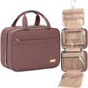 NISHEL Travel Toiletry Bag for women, Portable Hanging Organizer for Travel-Sized Shampoo, Conditioner, Brushes Set, Makeup Accessories, Medium Size, Rosewood-Pink