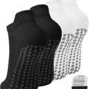 ACTINPUT Unisex Pilates Grip Socks for Women Men, Non Slip Grippy Socks for Yoga Barre Hospital Workout (Multicolor 02)