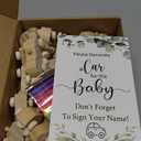 WinnerWhy Baby Shower Game Sign Kit Includes 32 Unfinished Wooden Car Blocks, 12 Markers, and a Prize Decoration Sign for Baby Shower(Leaf)