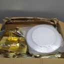 N9R 700PCS Gold Disposable Dinnerware Set for 100 Guests, White Plastic Plates with Gold Rim, Include 100 Dinner & Dessert Plates, Plastic Silverware Set, Cups, Napkins for Party and Wedding