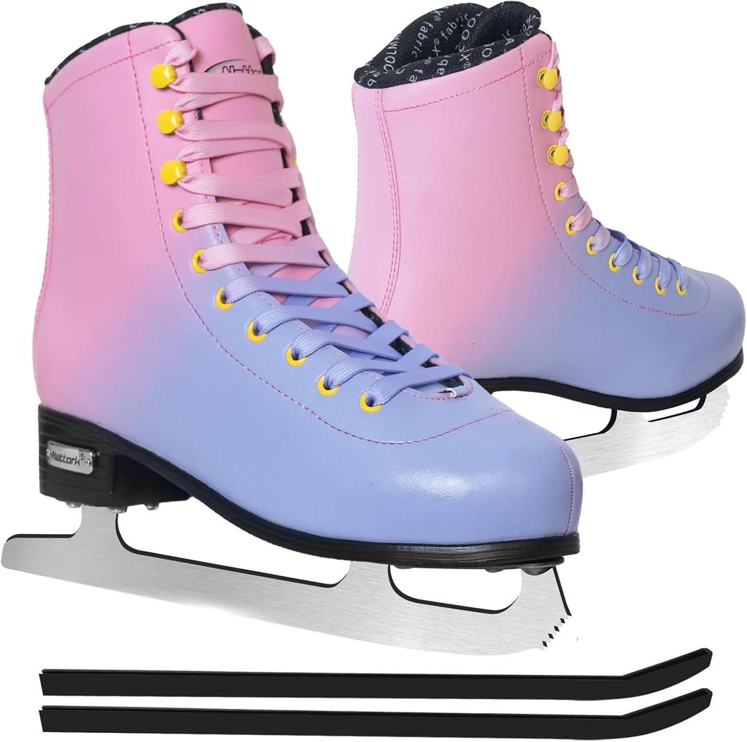 MammyGol Womens/Misses/Girls Lace up Light Support Ice Figure Skates Women Size Women 8 / Men 7, Amethyst