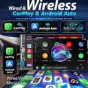 Double Din Car Stereo with Wireless Apple CarPlay & Android Auto 7" IPS Screen, Car Play Radio Audio, 240W, Bluetooth, AHD Backup Camera, USB-C Fast Charging, 16-Band EQ, SWC, MirrorLink