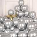 AULE Metallic Silver Balloons 5 inch 50 Pcs Silver Latex Balloons Chrome Helium Shiny Thicken Balloon Perfect Party Decoration for Wedding Birthday Baby Shower Graduation Christmas Carnival