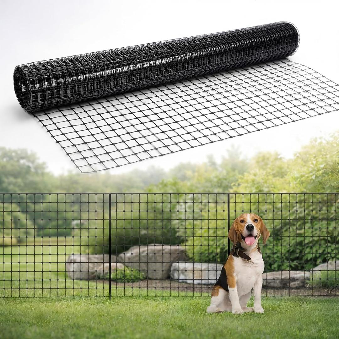 Thyle 48 Inch x 100 ft Plastic Mesh Fence Roll Reusable Temporary Mesh Snow Fence Safety Construction Black Fencing Garden Netting for Outdoor Garden Yard, Dog, Poultry, Pet, Deer Barrier