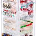 17Dec 360 Rotating Earring Holder Organizer Stand,5 Tiers Acrylic Jewelry Organizers and Storage,Stud Earring Organizers and Storage,212 Holes and 212 Grooves for Earrings Necklaces chain bracelet