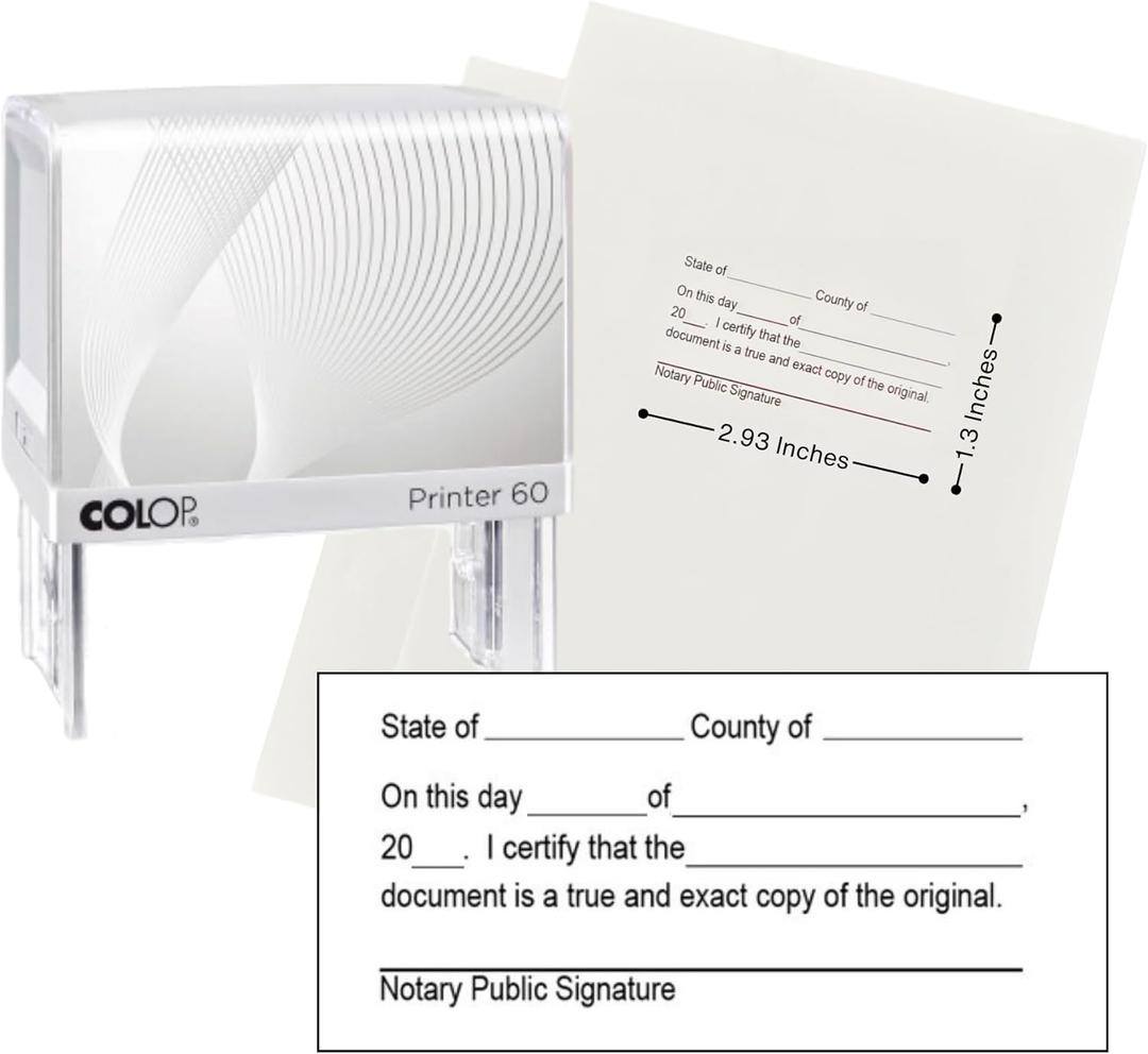 Handy Stamps Notary Certified True Copy Stamp - Professional Self-Inking Stamp for Certifying Document Copies with Crisp Impressions, Size 1 3/8" x 2 15/16", Durable and Easy to Use