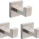 NearMoon Bath Towel Hooks -SUS304 Stainless Steel Square Clothes Robe Hooks Hanger, Heavy Duty Coat Hooks for Bathroom Livingroom Hotel Kitchen Garage, Wall Mounted - 3 Pack (Brushed Nickel)