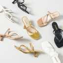 Women's Kitten Heels Sandals Flip Flops Low Heels Slip On Slides 1.8-2 Inch Heeled Square Open Toe Sandals for Women (5.5, Black)