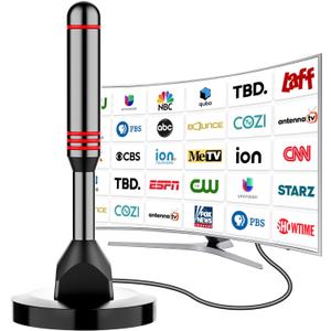 Digital TV Antenna for Smart TV Indoor，2026 HD Antenna with Strong Magnetic Base, 360°&Long Range Reception HDTV Antennas for Local Channels, Easy Installation Antennas for TVs Without Cable (5.5 in)