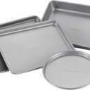 Farberware Bakeware Steel Nonstick Toaster Oven Pan Set, 4-Piece Baking Set, Gray