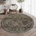 Brown Round Area Rug 3ft Entryway 3x3 Circle Vintage Indoor Kitchen Washable Door Mat Living Room Carpet Non Slip Traditional Distressed Retro Accent Throw Rug Office Dining Room Bathroom