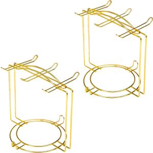 6-Hook Metal Teacup Holder Stand, Gold versatile tea cup stand and organizer for your kitchen counter. This elegant mug tree provides stylish storage and drying for cups, perfect for daily use2 pack