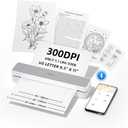 HPRT Portable Printer Wireless for Travel, Support 8.5x11 US Letter&A4 Thermal Paper, 300 DPI Bluetooth Inkless Thermal Printer, Compatible with Android and iOS Phone & Laptop, (White-Grey)