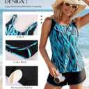 Hanna Nikole Women's Tankini Swimsuits Two Piece Tummy Control Bathing Suit with Athletic Pockets Swim Shorts Swimwear (Blue, S)