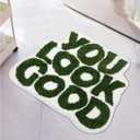You Look Good Bath Mat Green Bathroom Rugs Funny Cute Bathroom Decor Preppy Small Cool Rug Non Slip Microfiber Washable Absorbent Shower Rug, 25x21