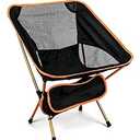 QWORK Ultralight Portable Camping Chair with Triangular Stability – Aluminum Alloy Frame, Ripstop Polyester Seat, Plastic Joints, 330 lbs Capacity - for Fishing, Camping, Hiking and Backpacking Orange