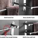 Towel Bars Hanger Freely Retractable 20-30 Inche Stainless Steel 304 Bath Rack Strong 3M Adhesive Bathroom Wall Free mounting Hole-Installing washroom Kitchen Space Saving 3 Bars