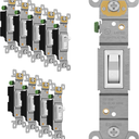 ENERLITES Toggle Light Switch, Single Pole, 15A 120-277V, Grounding Screw, Residential Grade, UL Listed, 88115-W-10PCS, White (10 Pack), 10 Count