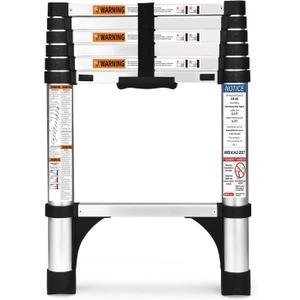 Soctone Telescoping Ladder, 6.5 FT Button Retraction Aluminum Extension Ladder with 2 Triangle Stabilizers, Multi-Purpose Ladder with Slow Down Design, 330lbs Max Capacity for House Daily Life Soctone Telescoping Ladder, 6.5 FT Button Retraction Aluminum Extension Ladder with 2 Triangle Stabilizers, Multi-Purpose Ladder with Slow Down Design, 330lbs Max Capacity for House Daily Life
