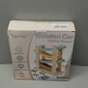 Vanplay Car Ramp Toys for One Year Old Boy Birthday Gifts, Wooden Montessori Toys for 1 2 Year Old, Race Track Truck Toy with 4 Mini Cars, First Christmas Birthday Gifts for Toddlers 1-3-2-4