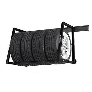 Tire Rack Wall Mount Steel Heavy-Duty 58” Wide - Multi-Vehicle Wheels Storage Shelves for Garage and Workshop Car Tire Holders, Space-Saving Wheel Organizer for Seasonal, RV, ATV Tires