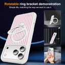 Striped for iPhone 17 Pro Max Case with Stand,6.9" T-Pink
