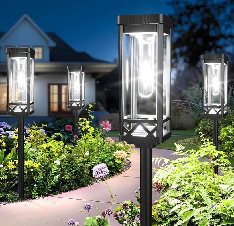 KOOPER Taller Solar Pathway Lights Outdoor, 8 Pack Upgraded Brighter Solar Garden Lights Solar Powered, Up to 15 Hours Outdoor Solar Lights for Yard Landscape Path Walkway Driveway （Cool White）