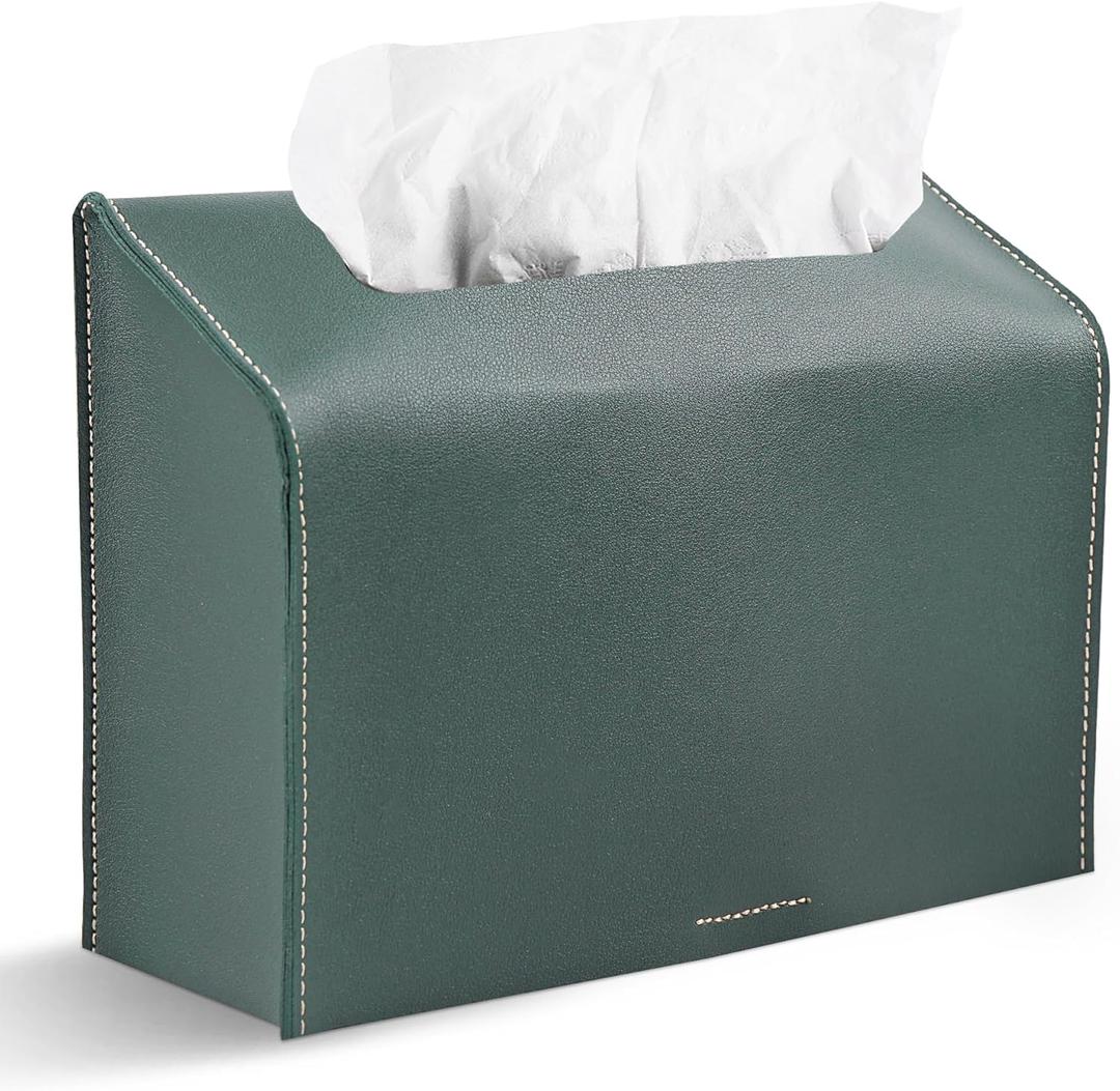Leather Cover for Disposable Paper Hand Towel Box, Compatible with Kleenex Paper Hand Towel(1-Dark Green)