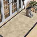 Smiry Front Door Mat Outside Entrance, Heavy Duty Outdoor Indoor Natural Rubber Doormat, Non Slip, Trap Dirt and Moisture, Easy Clean, Low Profile Patio Porch Entryway Mat, 71x23, Beige